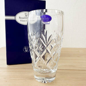 T819 未使用 ROYAL DOULTON 最高級 クリスタルガラス ビクトリアン ベイス 花瓶 finest Crystal ロイヤルドルトン 箱付