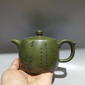 【超珍館蔵】紫砂壺 井欄壺 顧景舟款 原礦綠泥 茶道品 置物 古賞物 古美術品 稀少珍蔵品