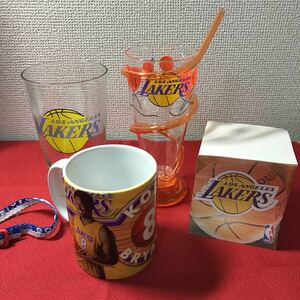 ☆希少！未使用 レイカーズ グッズまとめ NBA LAKERS KOBE コービー グラス マグ メモ 当時物 レトロ ゆうパック980円