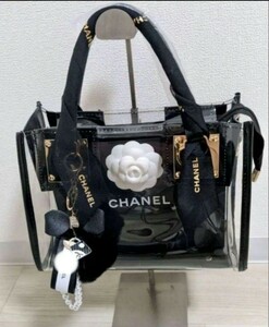 シャネル CHANEL ショップ袋、2022年クリスマス限定リボン、新品クリアバッグ