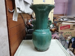 旧家買い出し品　花瓶　壺　古い？　中国美術　高さ43㎝　カケ有り　　同梱包可能　天目花瓶？　