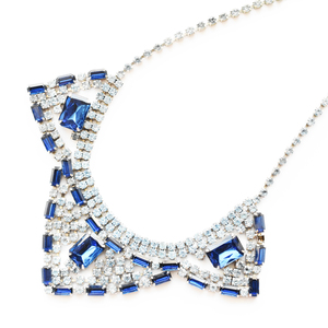 vintage　gorgeous　blue rhinestone necklace