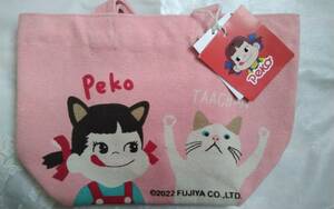 ☆PEKO ☆ ペコちゃんとターチャン猫☆とっても可愛い！綿100%のピンク色ミニトートバッグです(o^―^o)大きさサイズ20×30cm☆底幅10cm☆