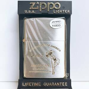 1円スタート　未使用　1995年製　 AMERICAN CLASSIC　シルバー＆ゴールドカラー　Windy　ウィンディ　ZIPPO　ジッポー　オイルライター