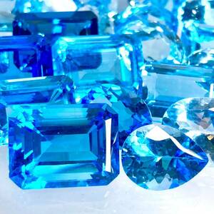 大粒!!●天然ブルートパーズ32点おまとめ500ct●a ルース 裸石 ジュエリー ブルートパーズ jewelry blue topaz ①