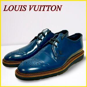 【極美品】LOUIS VUITTON ルイヴィトン　ルイ・ヴィトン 革靴 ローファー ビジネスシューズ ブルー P13354 サイズ表記7 26.0㎝〜26.5㎝
