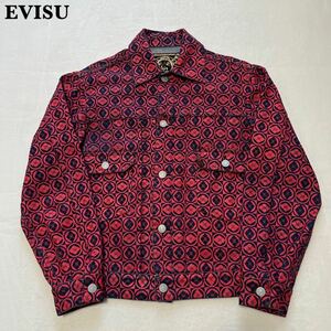 【希少】廃盤 EVISU エヴィス 家紋柄 デニムジャケット 34