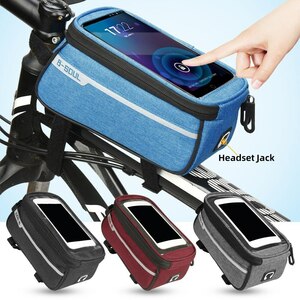 防水mtbマウンテンバイクのフロントチューブバッグ 6インチ電話ホルダーケースバイクバッグサイクリングアクセサリー 4 色