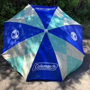 D3028 【動作品】Coleman/コールマン PARASOL UV-PRO ・ARGYLE/BLUEアウトドアパラソル