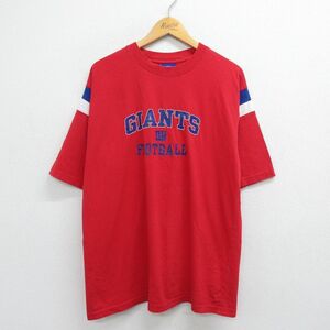 XL/古着 リーボック 半袖 ビンテージ Tシャツ メンズ 00s NFL ニューヨークジャイアンツ コットン クルーネック 赤 レッド アメフト ス