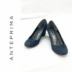 ANTEPRIMA アンテプリマ スエード パンプス ウエッジソール ラウンドトゥ シューズ 靴 ネイビー 紺 22.0cm