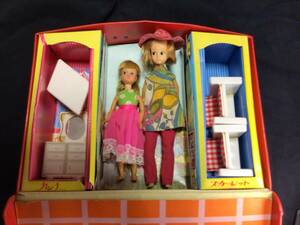 スカーレットちゃん、カンナちゃん　ドールケース　着せ替え人形　セット　ドールケースにはシールが貼られてますジャンク品。昭和レトロ