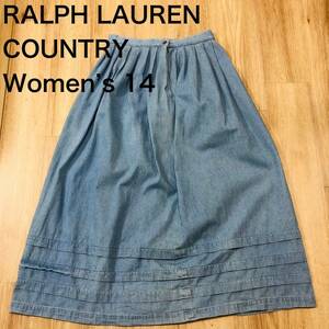 【送料無料】RALPH LAUREN COUNTRYデニムロングスカート　レディース14サイズ　ラルフローレンカントリー
