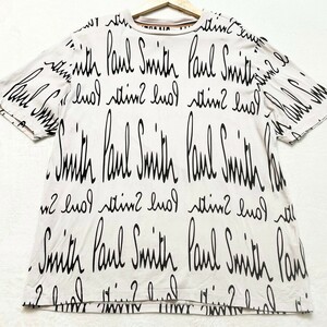 極美品/XLサイズ●Paul Smith ポールスミス 半袖シャツ Tシャツ 総柄 ホワイト マルチストライプ 春夏