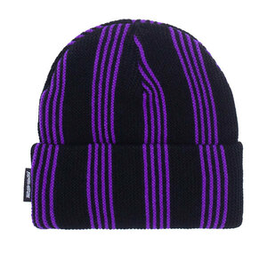 Fucking Awesome (ファッキンオーサム) ニットキャップ ビーニー 帽子 Stripe Beanie Black/Purple スケボー SKATE SK8 スケートボード