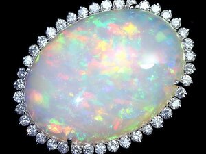 VUL11280I【1円～】新品【RK宝石】≪opal≫ 極上天然オパール 超特大38.4ct!! 極上ダイヤモンド 総計1.37ct K18WG 超高級リング ダイヤ