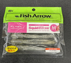 Fish　Arrow　フラッシュジェイ　スクイッド　3.5　ソルトウォーター　タイラバ専用設計　リアルイカ型ワーム！！ クリアホロ　　 1