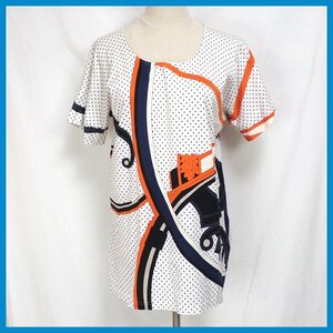 ★HERMES/エルメス 半袖Tシャツ 36/レディースM相当/オフホワイト/ドット/Washington