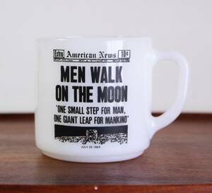 送料無料 美品 * フェデラル アドマグ 1969年7月20日 月面着陸 新聞 アメリカンニュース new walk on the moon ヴィンテージ マグカップ