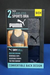 PUMA プーマ シームレス スポーツブラ 2個パック DRYCELL ブラック&グレー サイズS★送料520円