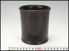中国美術 紫檀 筆筒 文房四宝 高12.5cm(HA421)