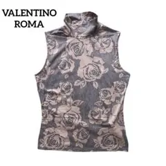 美品  VALENTINO ROMA 薔薇 総柄 ハイネック ノースリーブ