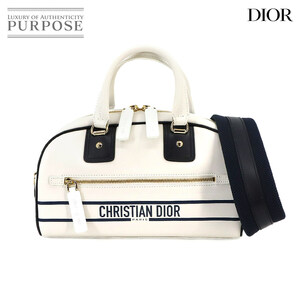 未使用 展示品 クリスチャン ディオール Chiristian Dior ヴァイブ スモール ボウリング バッグ 2way ハンド ショルダー レザー 90228322