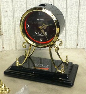 ◆　未使用　ノワール　ＮＯＩＲ　アンティーク　振り子　漆　置き時計　インテリア　室内