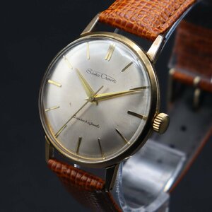 SEIKO CROWN セイコー クラウン 15002E 手巻き 21石 筆記体ロゴ ゴールドカラー 1960年代 新品革ベルト ヴィンテージ メンズ腕時計