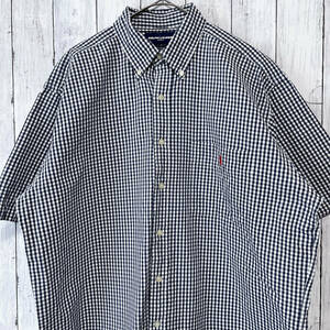 ラルフローレン Ralph Lauren GOLF チェックシャツ 半袖シャツ メンズ ワンポイント コットン100% Lサイズ 5‐592