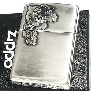 ZIPPO ライター ねこ キャットポー ジッポ 猫 かわいい ユニーク ネコ 可愛い 盛り上げ加工 シルバー イブシ仕上げ レディース プレゼント