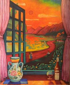 真作　１９９６年―エム・カサハラ作品―【マラべニアの夕陽】油彩を出品いたしました。