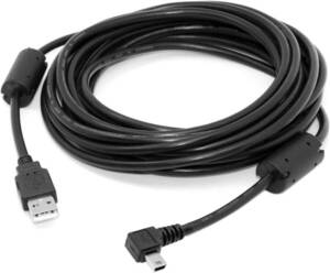 cablecc ミニUSB Bタイプ5ピンオス左90度USB 2.0オスデータケーブルEMIフェライトコア付き5メートル
