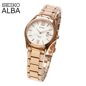 SEIKO セイコー ALBA アルバ AH7F26 レディース ピンクゴールド ローズゴールド ビジネス アナログ カレンダー 腕時計 女性用 ブレスレット