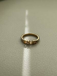 【8457】Christian Dior クリスチャン ディオール リング 指輪 ロゴ ラインストーン L