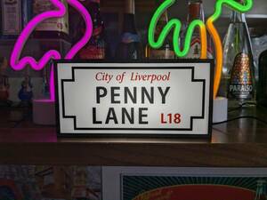 イギリス UK リヴァプール ペニーレイン ストリート 標識 ミニチュア サイン ランプ 照明 看板 置物 雑貨 ライトBOX 電飾看板 電光看板