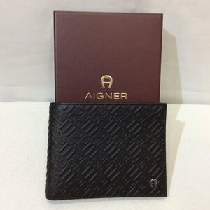 新品☆AIGNER アイグナー 二つ折り財布(小銭入れなし) ブラック 156193 20 Logo 0007 Black 札入れ