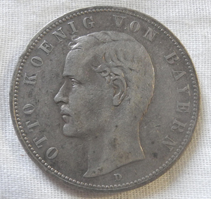 ドイツ バイエルン 5マルク銀貨 1903年 D オットー1世 美品! アンティーク 古銭