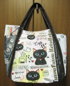 *送料無料*新品*ふわふわねこねこ*くろねこカフェ*保冷保温*バルーントートバッグ*耐荷重20Kg*