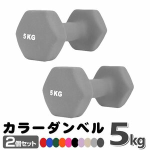 未使用 ダンベル 5kg 2個セットカラーダンベル 鉄アレイ ダンベル コンパクト おしゃれ かわいい カラフルダンベル エクササイズ 筋トレ