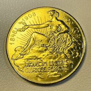 オーストリア帝国 硬貨 古銭 フランツ・ヨーゼフ 1 世 1908年 治世60周年記念 雲 女神 国章 コイン 重20.55g