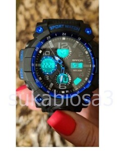 PI007:SANDAスポーツミリタリーメンズウォッチ防水デュアルディスプレイクォーツ時計　メンズ腕時計男性用時計RelogiosMasculino 6021