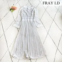 【美品✨】FRAY I.D 鍵編み リネン コットン ニットワンピース 長袖