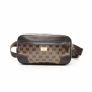 新品 GUCCI グッチ クリスタル GG メタルプレート PVC 加工 レザー 切替 ボディバッグ イタリア製 ミニショルダーバッグ メンズ バック 鞄