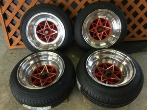 【復刻　スターシャーク】　14×7J　+0 ±0　4Ｈ-114.3　赤（RED）　175/60Ｒ14　タイヤセット