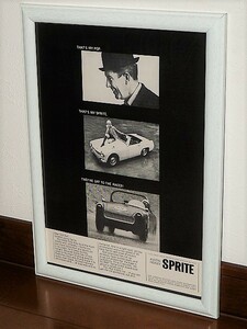 1965年 USA Vintage 洋書雑誌広告 額装品 Austin Healey Sprite オースチン ヒーレー スプライト / 検索用 MG Midget ミジェット (A4size)