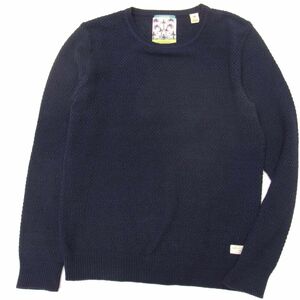 ☆Scotch&Soda スコッチ＆ソーダ コットンニット セーター クルーネック メンズ 春物 ネイビー 1円スタート