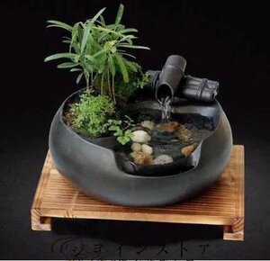 人気美品★ セレブ好物卓上噴水　天然　加湿器　植木鉢　竹　玄関噴水　風水　加湿　開運書斎用　癒し　インテリア雑貨