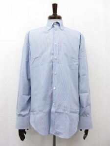 超美品 【ブルネロクチネリ BRUNELLO CUCINELLI】 ボタンダウン ストライプ柄 長袖シャツ (メンズ) sizeM 青×白 イタリア製 ■31MK2932■