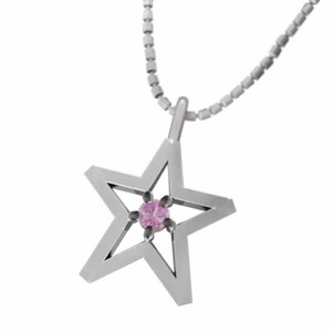 スター 星 1粒石 ネックレス ピンクサファイヤ ホワイトゴールドk10 小サイズ